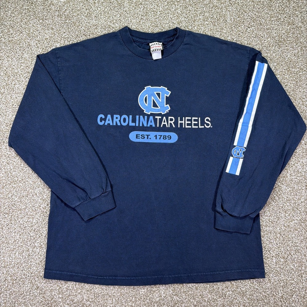 Vintage North Carolina Tarheels Longsleeve Shirt With Arm Stripes Large 90s
